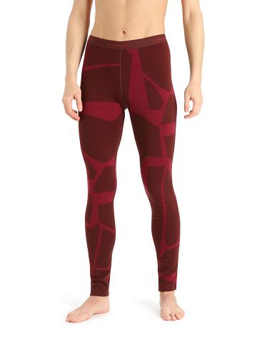 Women's Icebreaker Merino 250 Vertex Thermal Leggings Fractured Landscapes Base Layers Espresso / Cherry | CA 1069DFMN